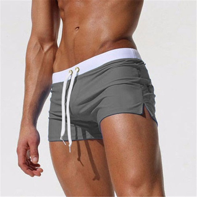 Men’s Swim Trunks – Slim Fit – Quick-Dry Stretch Fabric – Adjustable Waist – Short Length