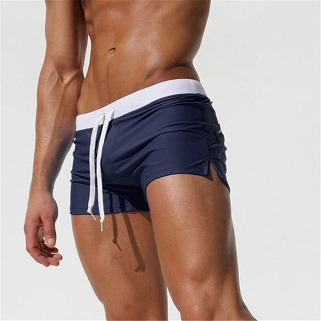 Men’s Swim Trunks – Slim Fit – Quick-Dry Stretch Fabric – Adjustable Waist – Short Length