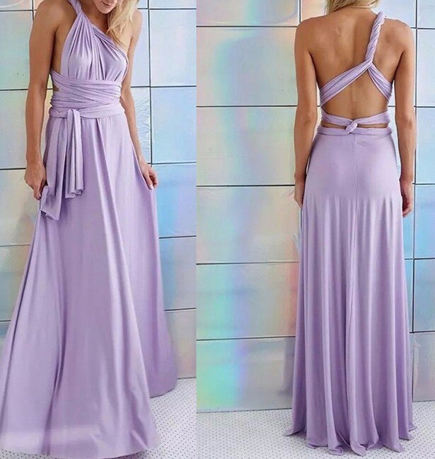 Women’s Maxi Dress - Halter Neck - Backless Cross Strap - Flowy A-Line Fit