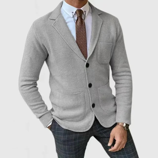 Men’s Blazer – Tailored Fit – Soft Knit – Notched Lapel – Single-Breasted Design