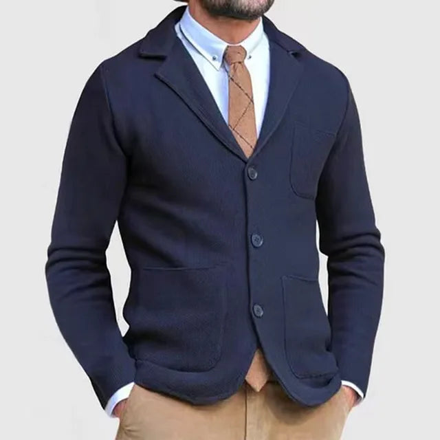 Men’s Blazer – Tailored Fit – Soft Knit – Notched Lapel – Single-Breasted Design