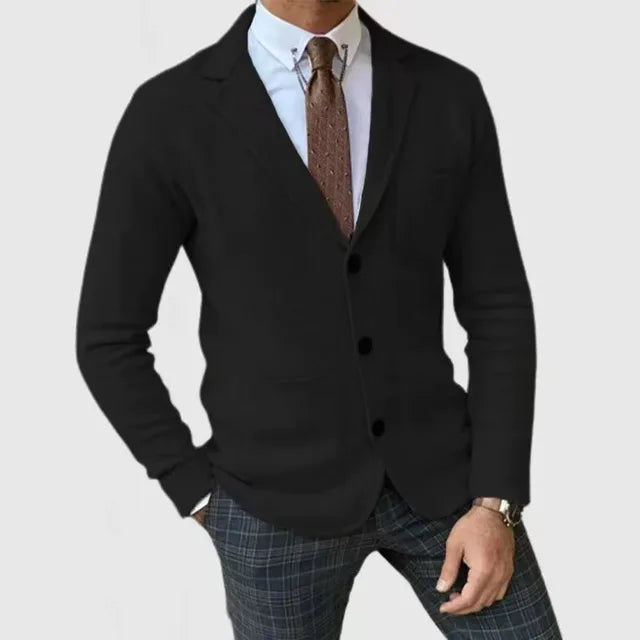 Men’s Blazer – Tailored Fit – Soft Knit – Notched Lapel – Single-Breasted Design
