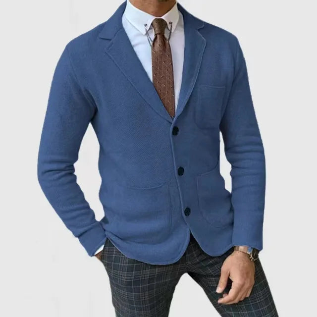 Men’s Blazer – Tailored Fit – Soft Knit – Notched Lapel – Single-Breasted Design