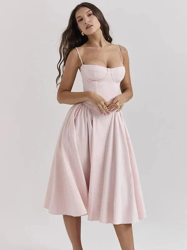 Vintage Midi Dress for Women – Elegant Retro Style