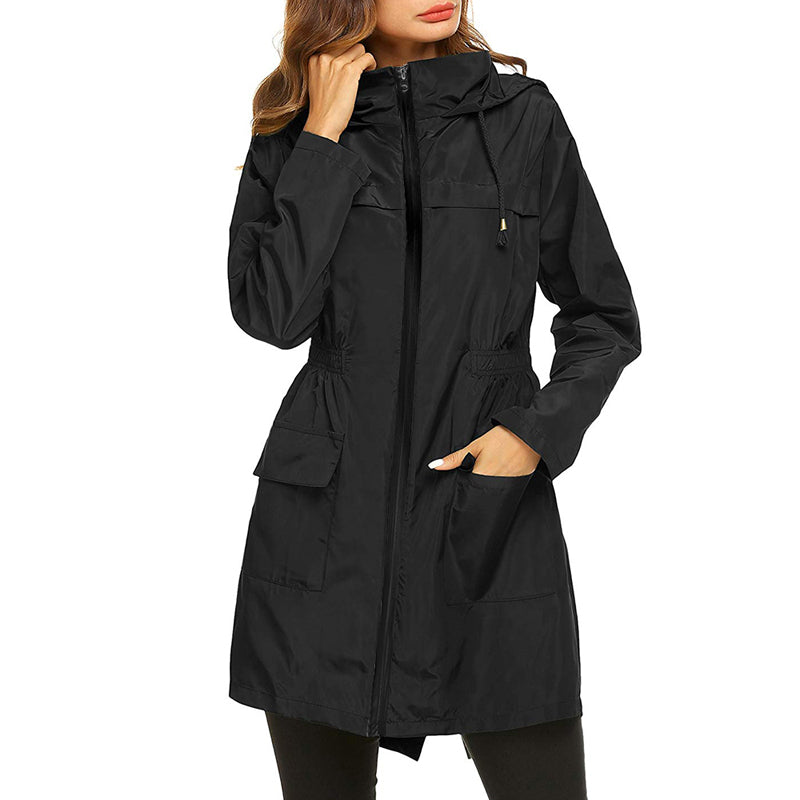 Women’s Raincoat – Water-Resistant – Lightweight Packable – Cinched Waist Fit