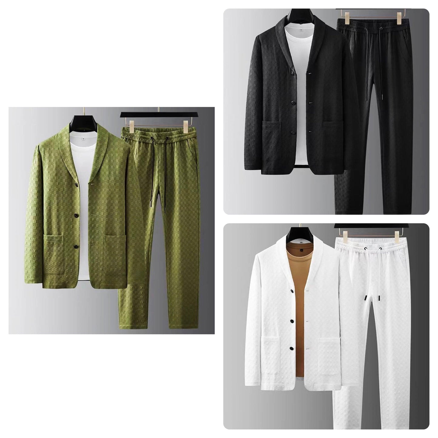 Men's All-Season Athleisure Set - Sustainable Stretch Fit, Breathable Cotton Blend