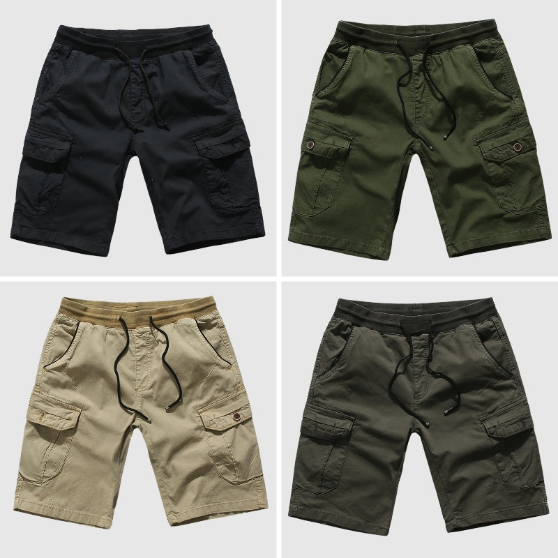 Men’s Cargo Shorts - Cotton Blend - Knee-Length - Multi-Pocket Utility Fit