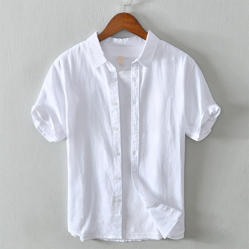 Men’s Button-Up Shirt - 100% Linen - Regular Fit - Short Sleeve Breathable Casual Wear