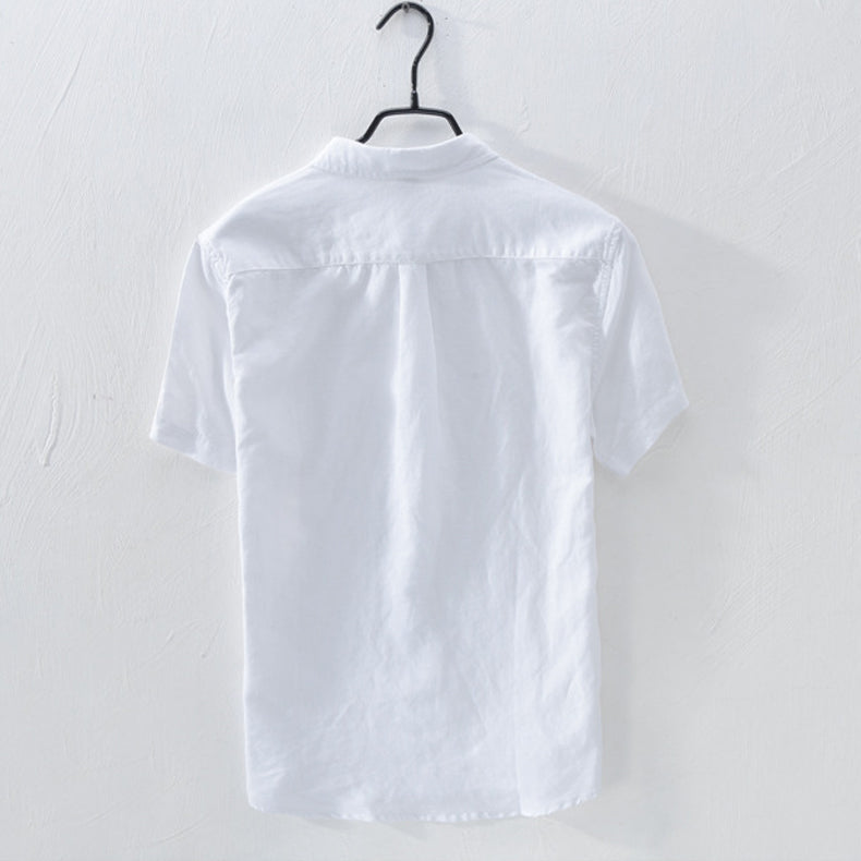 Men’s Button-Up Shirt - 100% Linen - Regular Fit - Short Sleeve Breathable Casual Wear