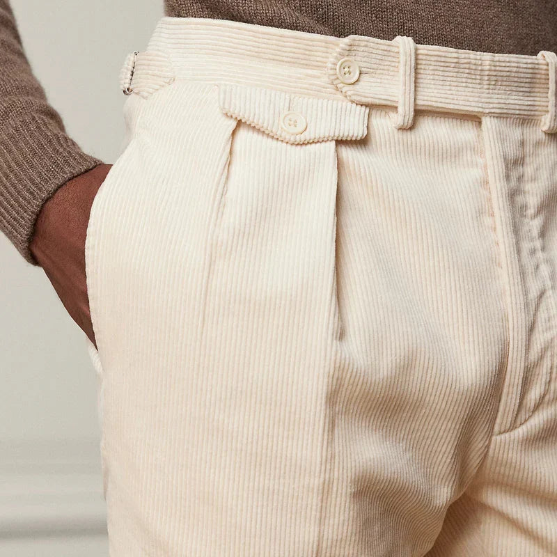 Men’s Tailored Trousers – Wool Blend – Straight Fit – Single Pleat – Adjustable Waist