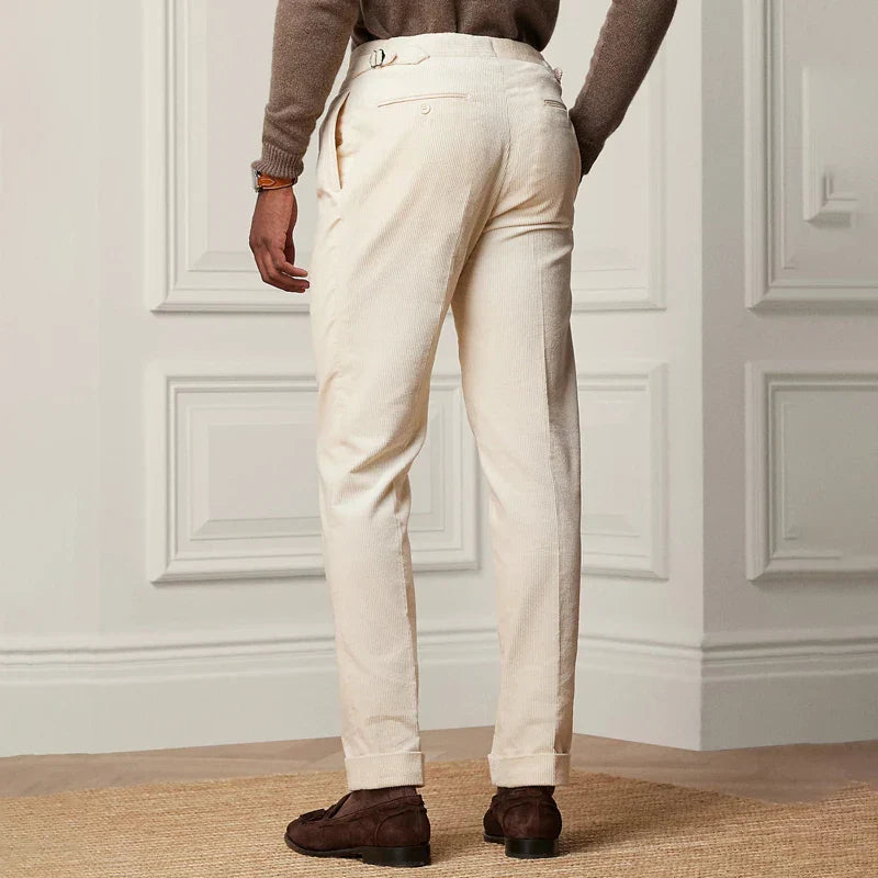 Men’s Tailored Trousers – Wool Blend – Straight Fit – Single Pleat – Adjustable Waist