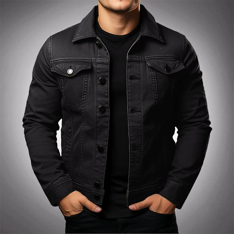 Men’s Denim Jacket – 100% Cotton – Button-Up – Classic Fit – Chest & Side Pockets