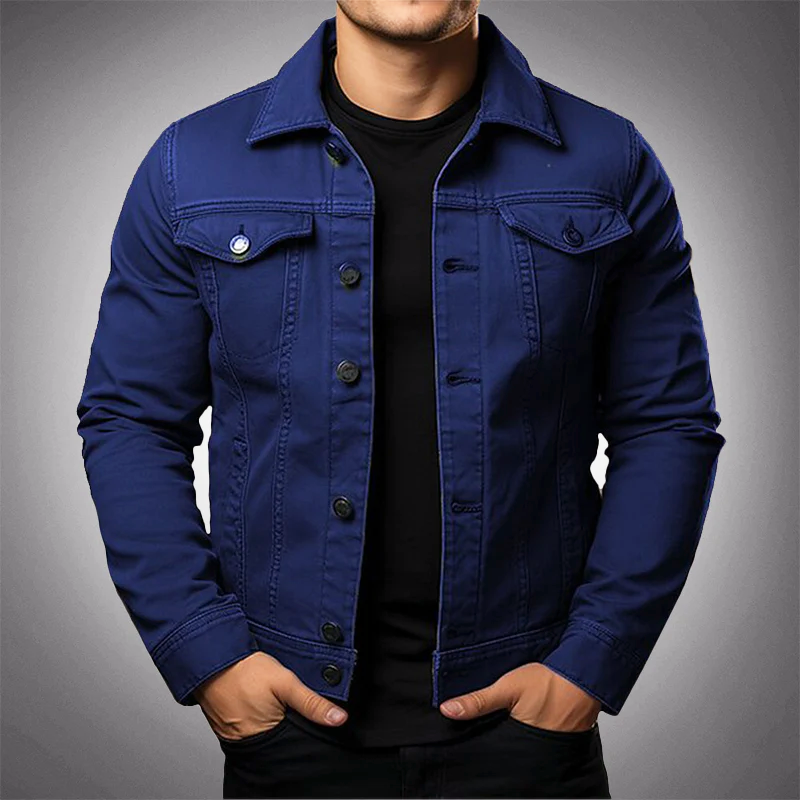 Men’s Denim Jacket – 100% Cotton – Button-Up – Classic Fit – Chest & Side Pockets