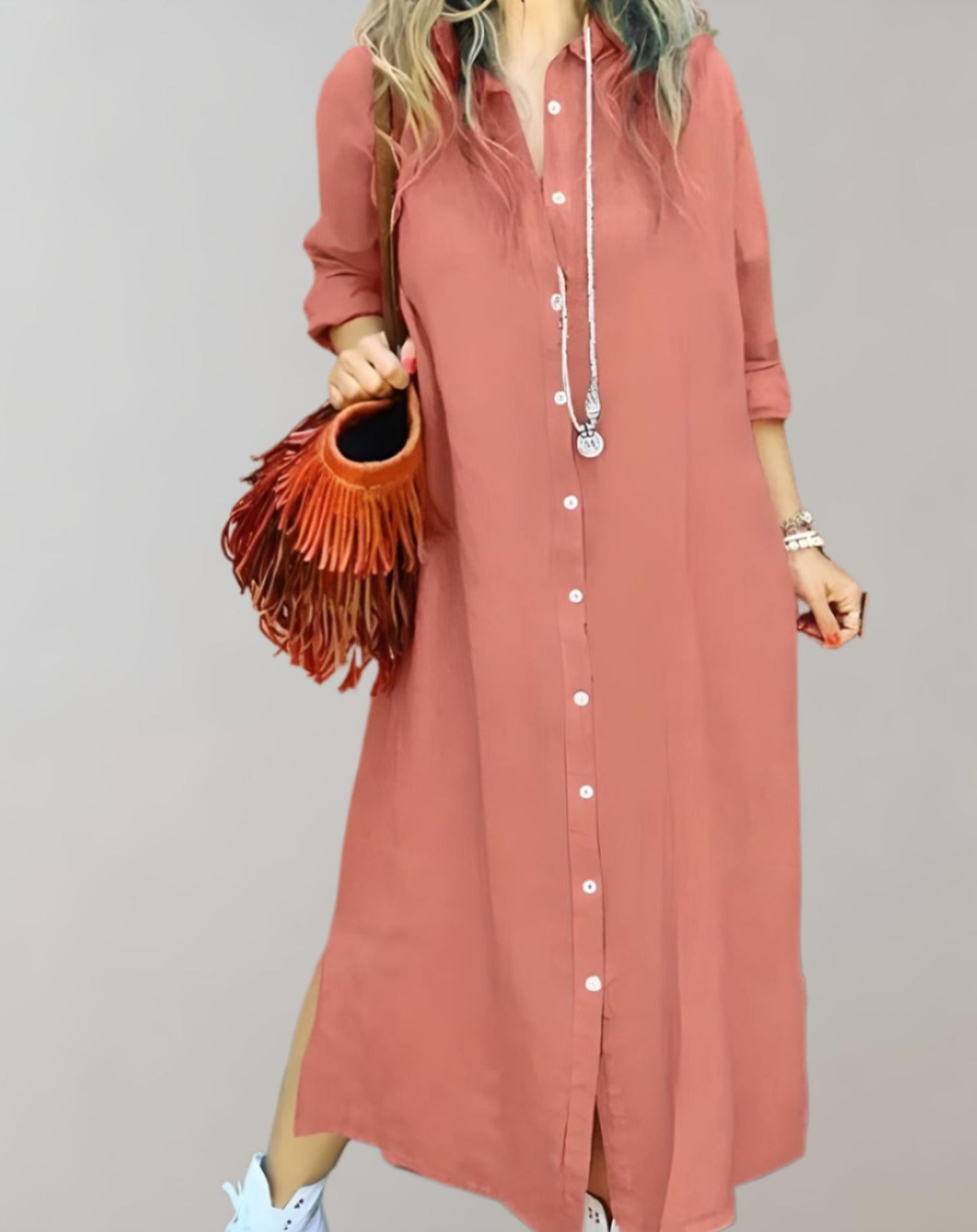Women's V-Neck Maxi Dress - Sleeveless Summer Outfit