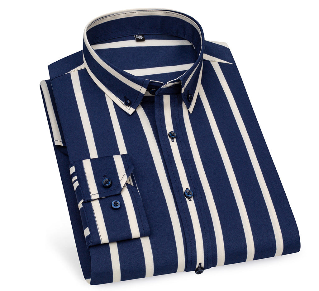 Men’s Dress Shirt - Stripe Pattern - Regular Fit - Button-Up with Spread Collar