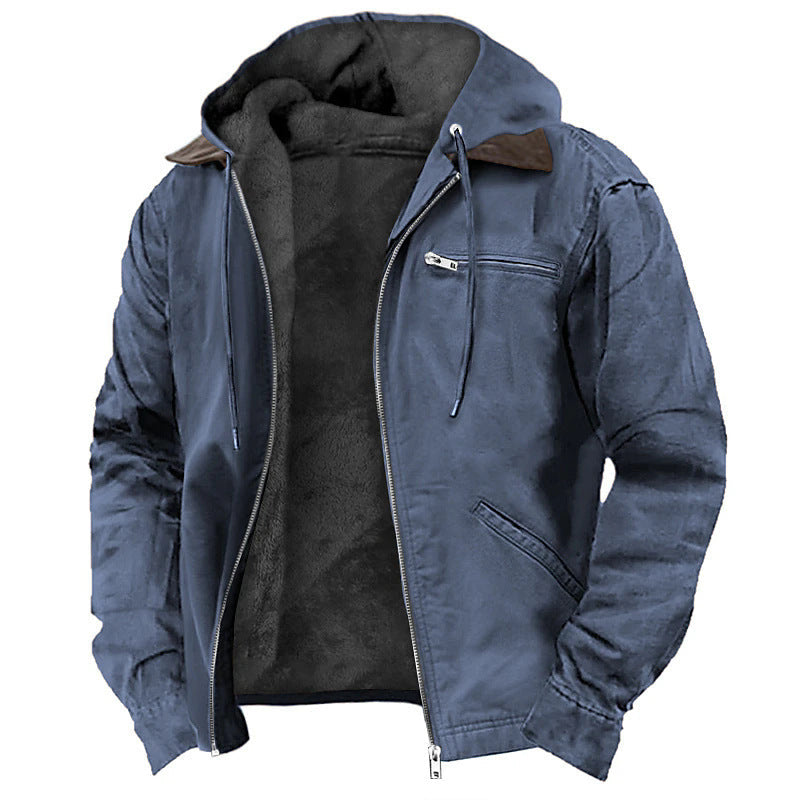 Men’s Hooded Jacket – Fleece Lined – Relaxed Fit – Full Zip – Cotton Blend Casual Wear