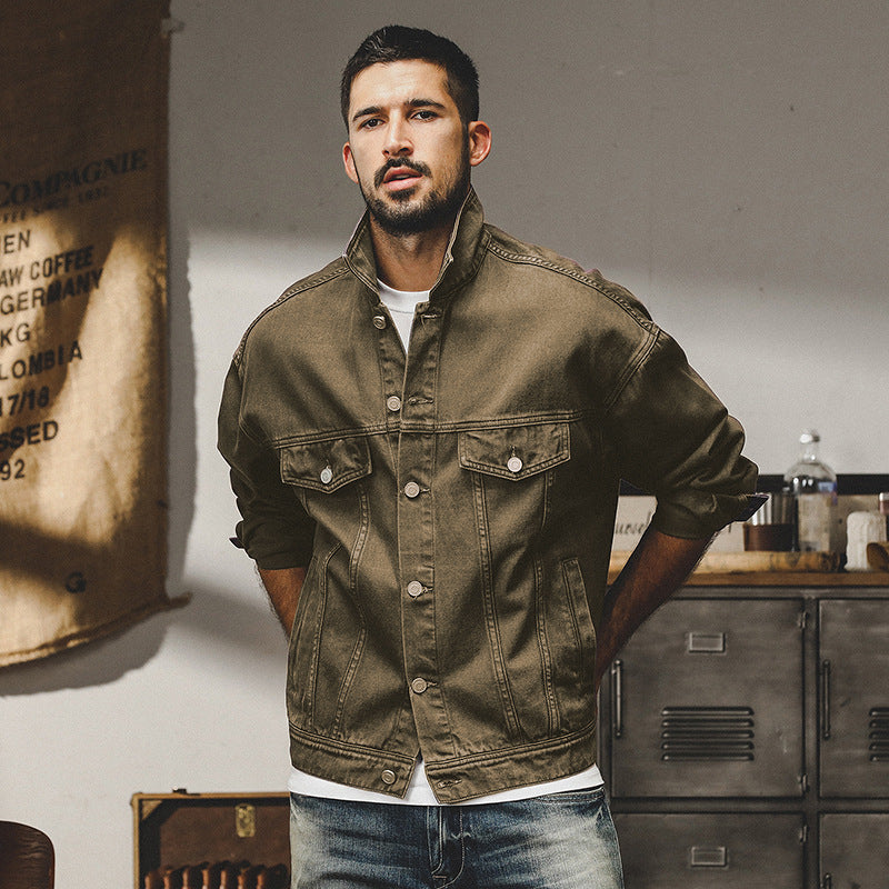 Men’s Denim Jacket – Relaxed Fit – Button Front – Chest Pockets – Hip Length Casual