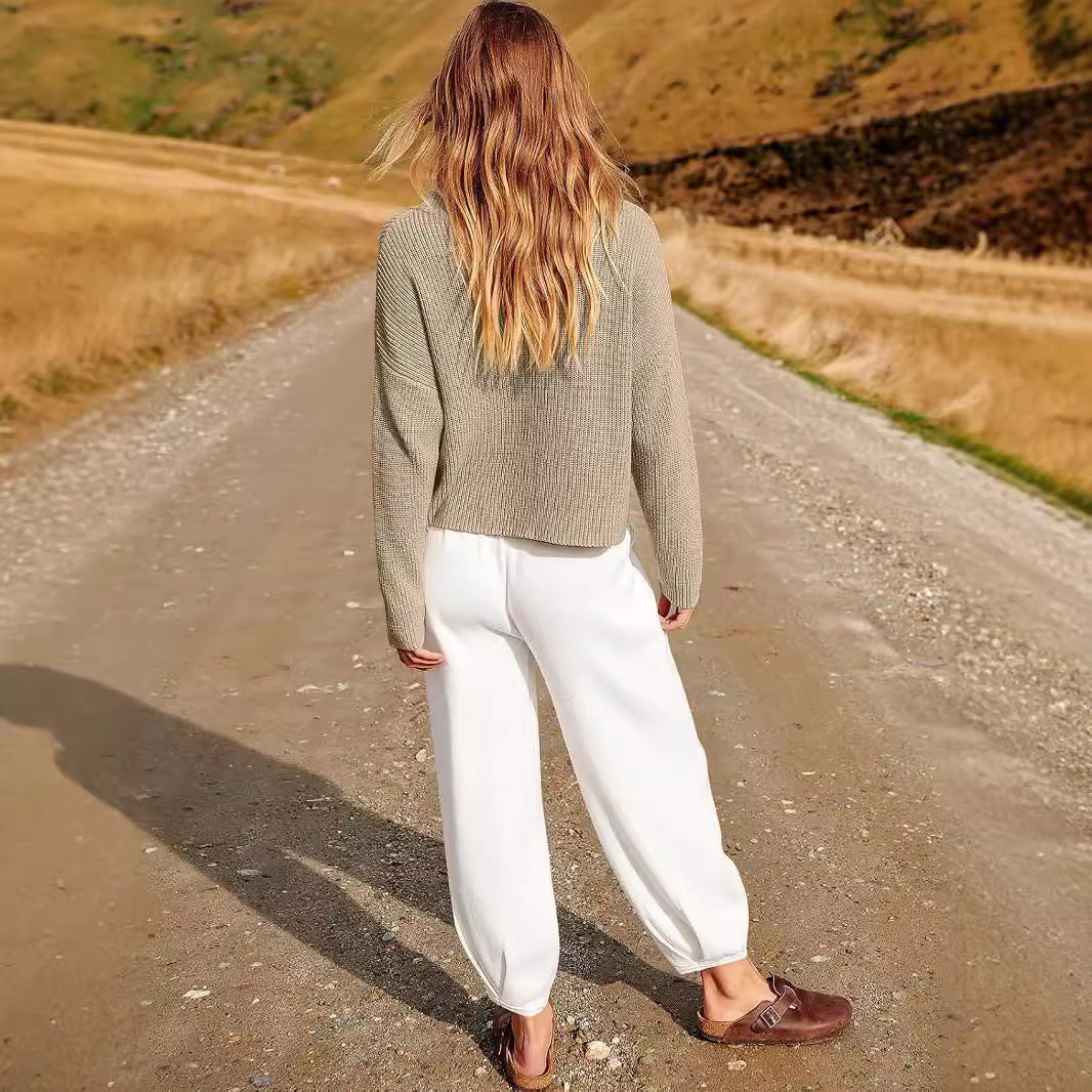 Women’s Knit Two-Piece Set – Relaxed Fit Sweater – Wide-Leg Trousers – Soft Lounge Wear