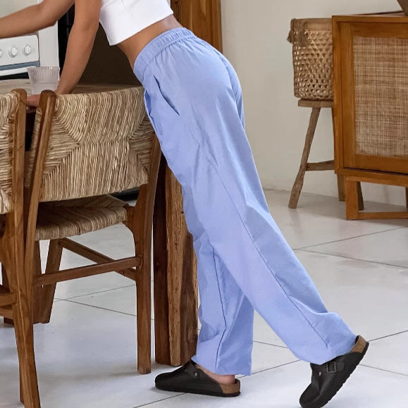 Women’s Wide-Leg Trousers – High Waist – Pleated Front – Breathable Blend – Full Length