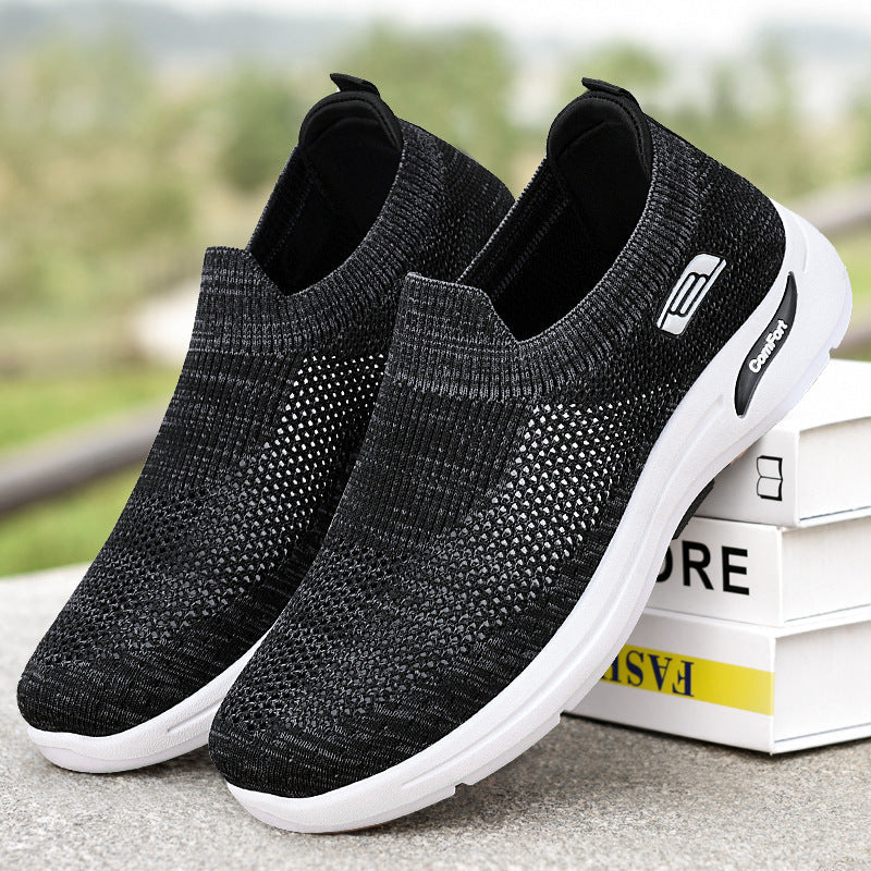 Men’s Slip-On Shoes – Breathable Mesh – Lightweight – Cushioned Sole – Low-Cut Fit