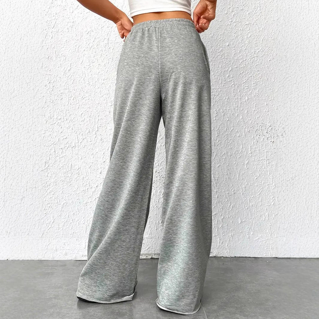 Women’s Wide-Leg Trousers – Lightweight Knit – Elastic Waist – Relaxed Full Length