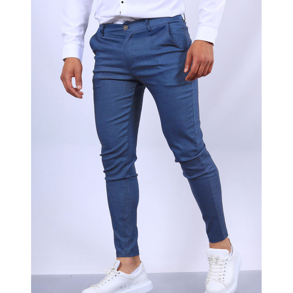 Men’s Tailored Trousers – Slim Fit – Tapered Leg – Stretch Fabric – Smart Casual
