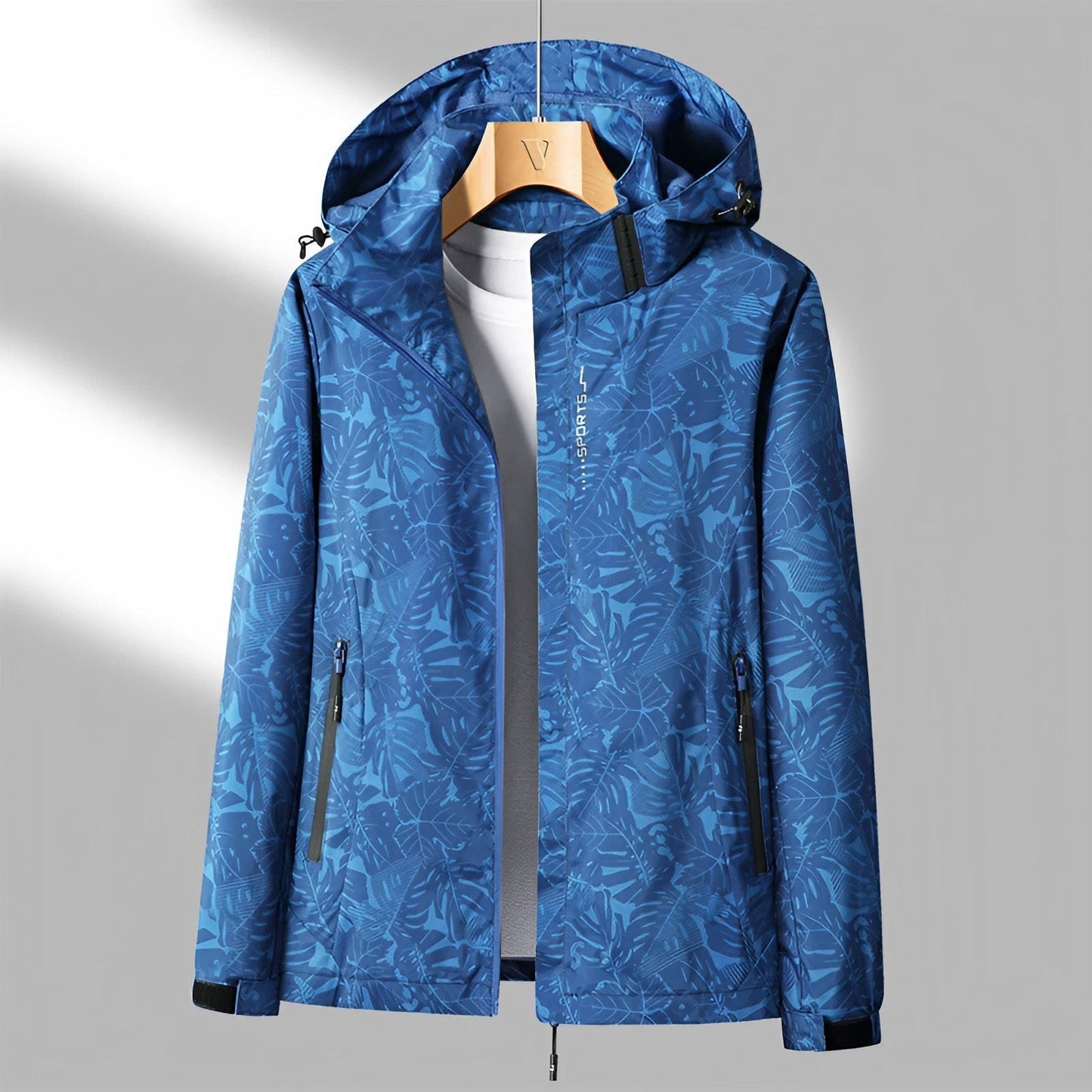 Women’s Waterproof Jacket – Lightweight Wind-Resistant – Adjustable Hood – Zip Pockets