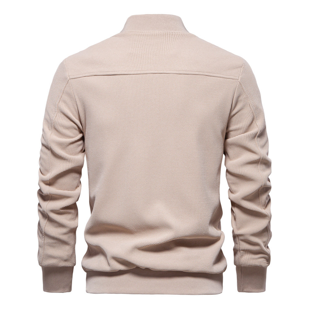 Men’s Bomber Jacket – Slim Fit – Textured Knit – Zipper Closure – Ribbed Trim