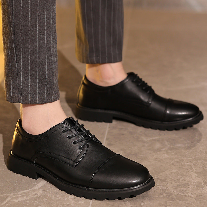 Men’s Derby Shoes – Leather – Cap Toe – Formal Fit – Rubber Sole – Classic Style