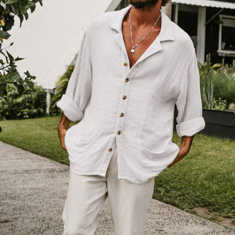 Men’s Button-Up Shirt – Relaxed Fit – Casual Long Sleeve