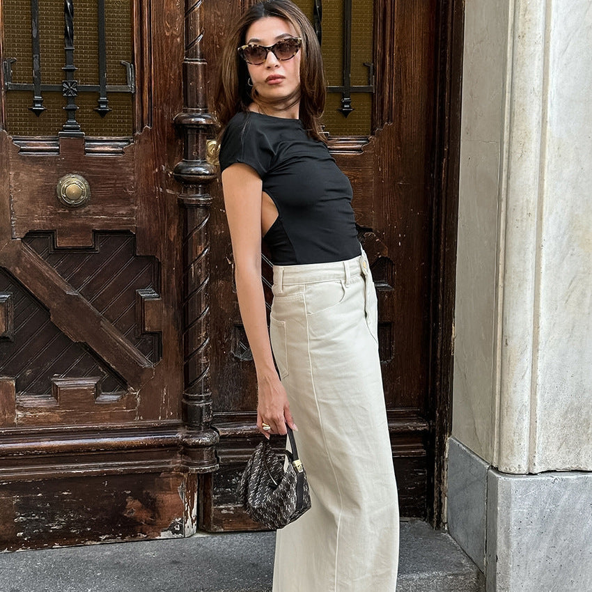 Women’s Midi Skirt – Slim Fit – High Waist – Front Split Tailored Style