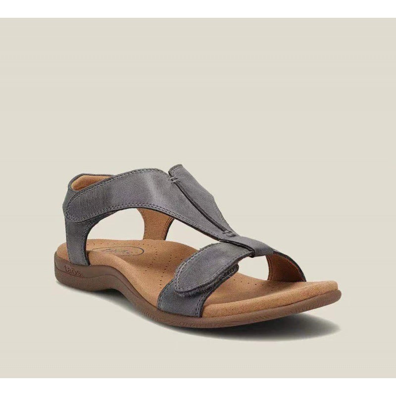 Women’s Wedge Sandals – Cushioned Footbed – T-Strap – Velcro Fastening – Casual Fit