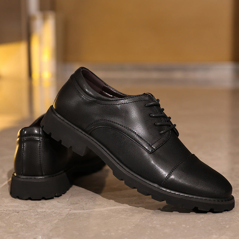 Men’s Derby Shoes – Leather – Cap Toe – Formal Fit – Rubber Sole – Classic Style