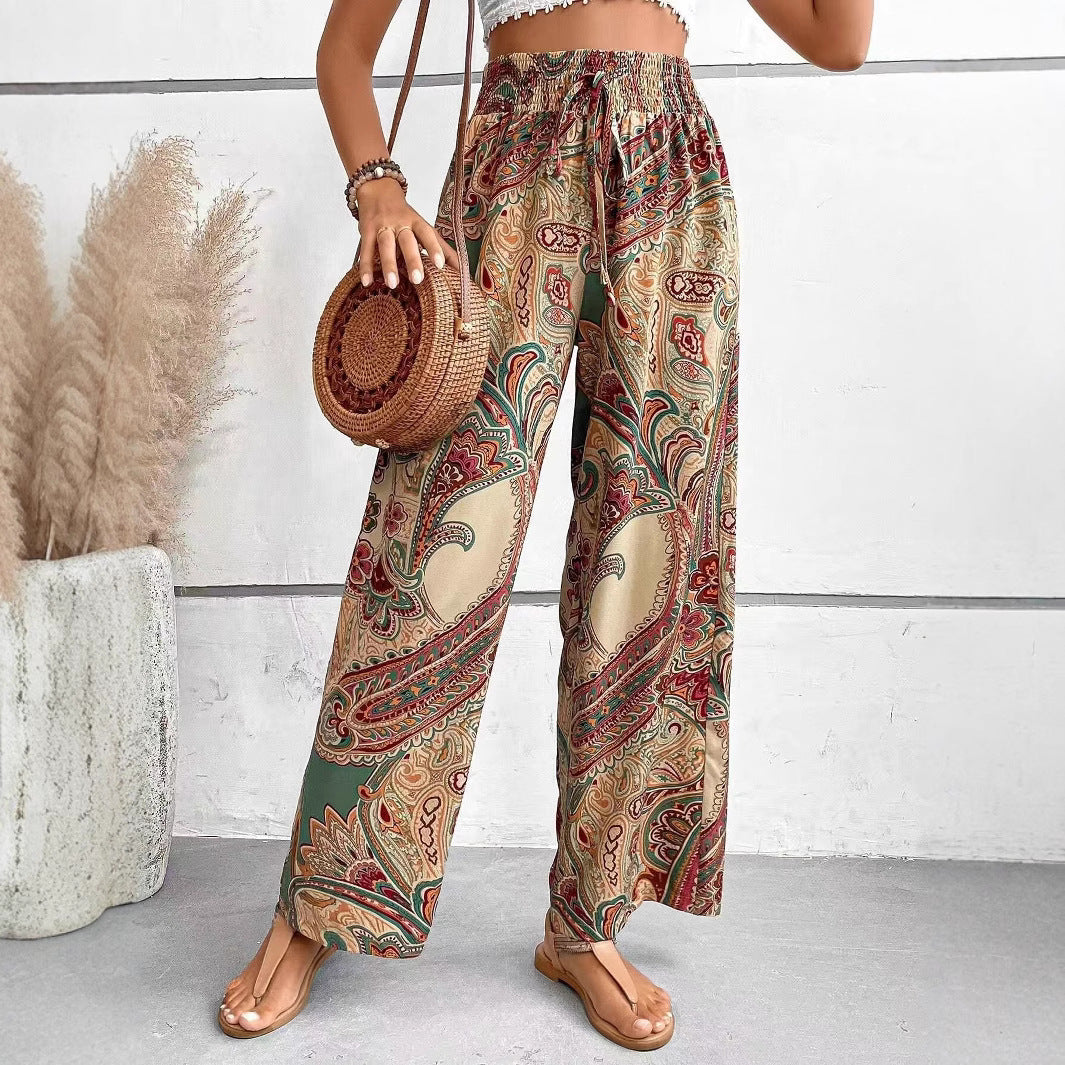 Women’s Wide-Leg Pants – Breathable Blend – Relaxed Fit – Elastic Waist – Full Length