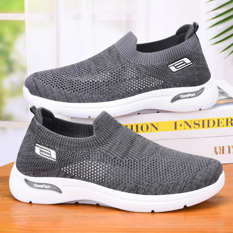 Men’s Slip-On Shoes – Breathable Mesh – Lightweight – Cushioned Sole – Low-Cut Fit