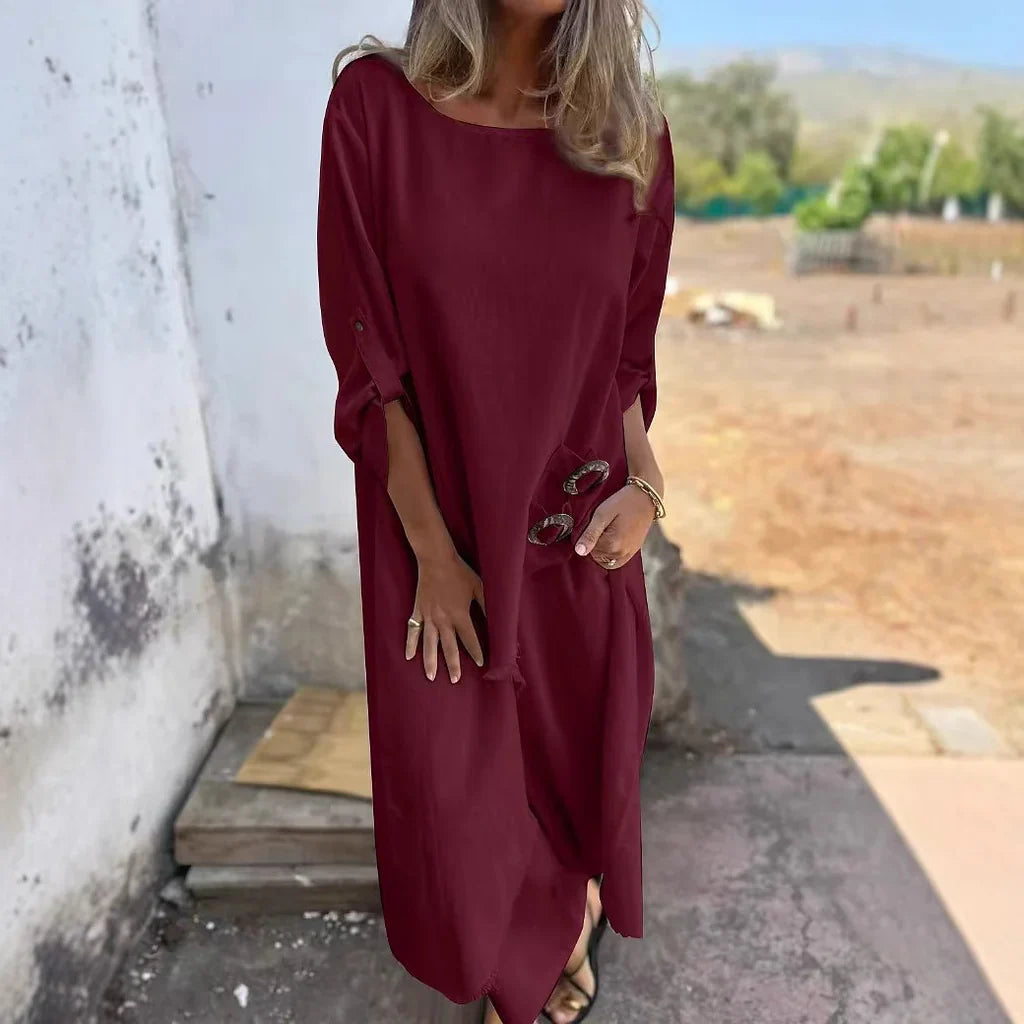 Women’s Two-Piece Set – Oversized Fit – Soft Cotton Feel – Side Button Detail – Full Length