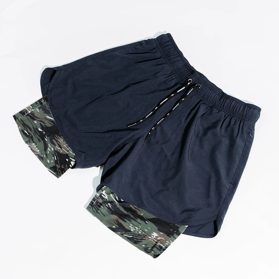Men’s Training Shorts – Relaxed Fit – Compression Liner – Drawstring Waist