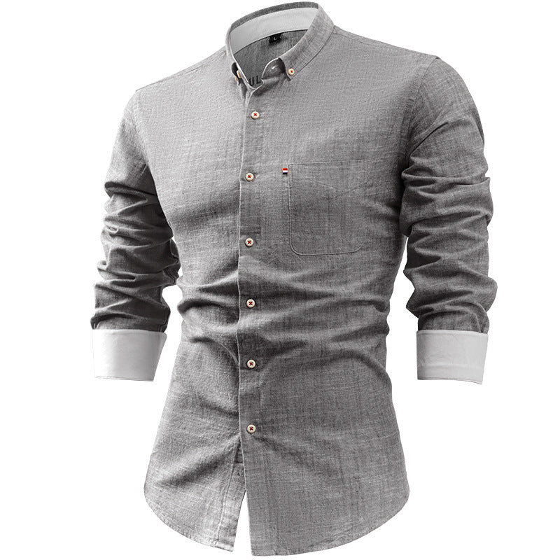 Men’s Button-Up Shirt – Slim Fit – Long Sleeve – Chest Pocket