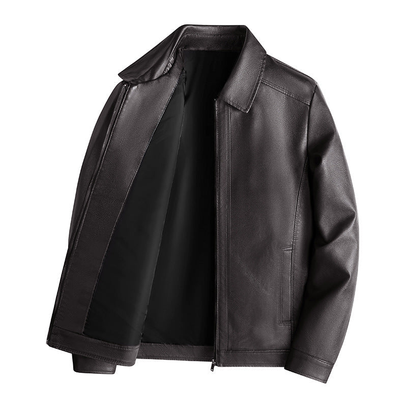 Men’s PU Leather Jacket – Tailored Fit – Stand Collar – Zip Front – Smart Casual