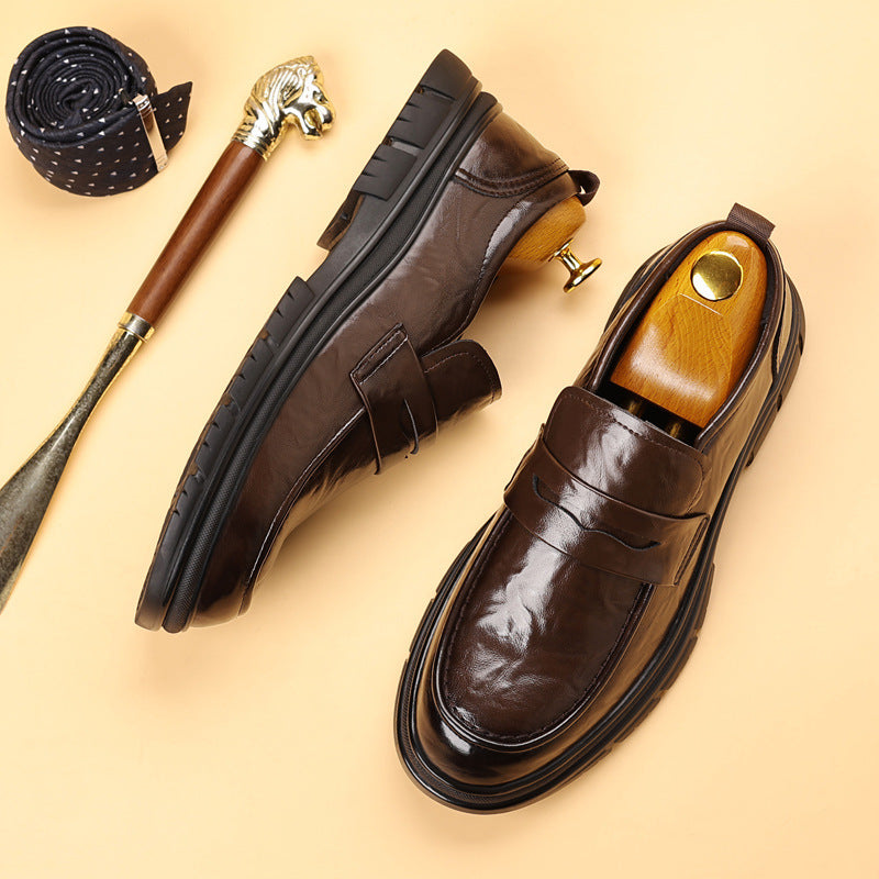 Men’s Leather Loafers – Slip-On Penny Strap – Streamlined Comfort Fit – Smart Casual