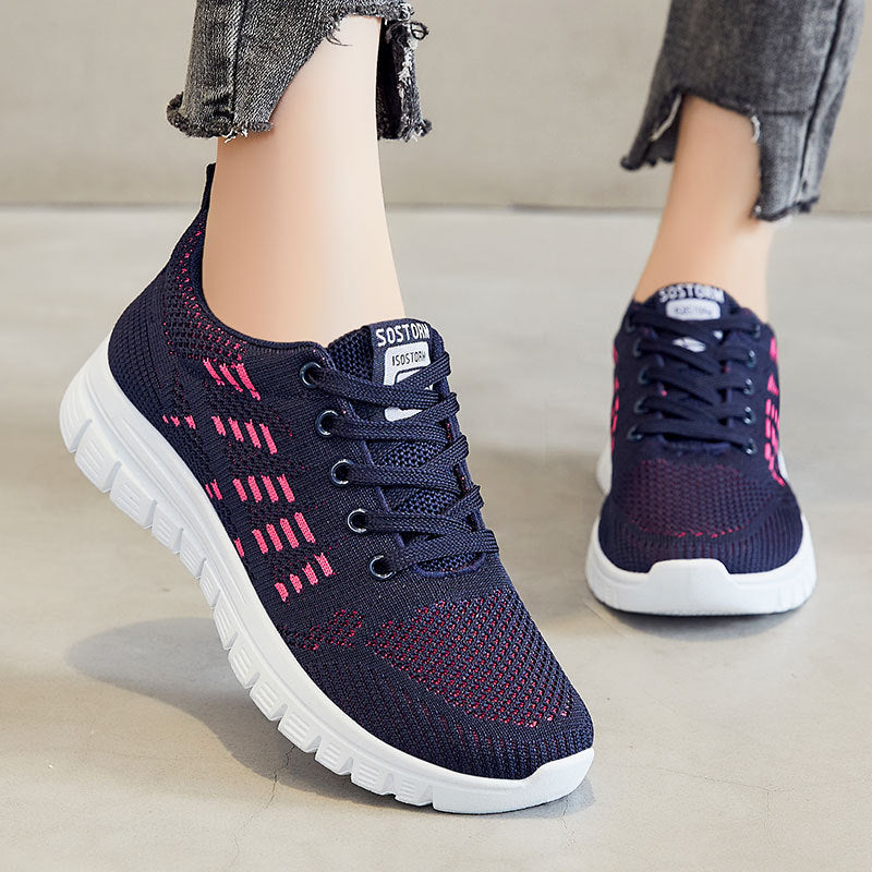 Women’s Sneakers – Breathable Knit – Low-Top Lace-Up – Cushioned Sole – Casual Fit