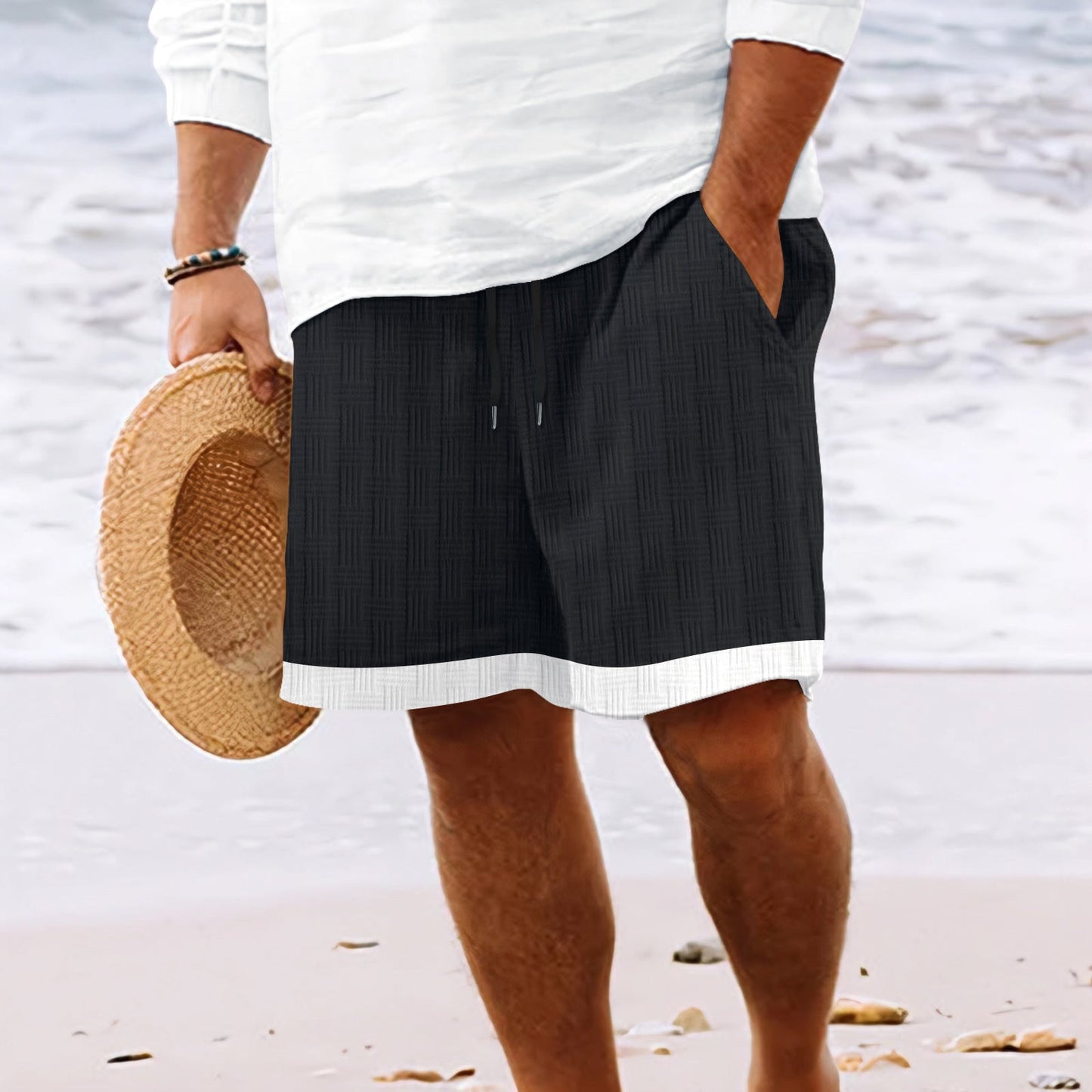 Men’s Beach Shorts – Relaxed Fit – Breathable Blend – Elastic Waist – Side Pockets