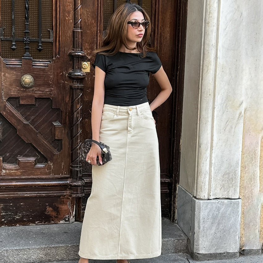 Women’s Midi Skirt – Slim Fit – High Waist – Front Split Tailored Style