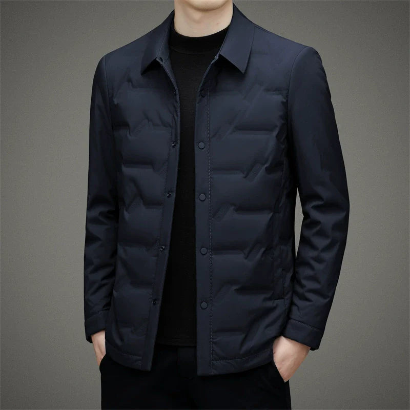 Men’s Down Jacket – Slim Fit – Insulated – Button-Up Quilted Design