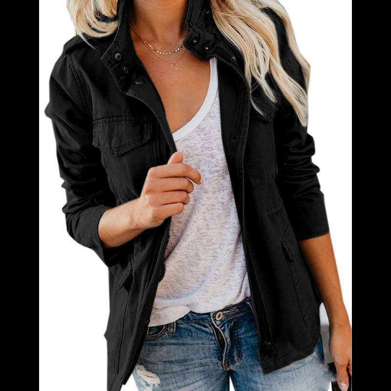 Women’s Utility Jacket – Cotton Feel – Regular Fit – Zip Button Closure – Four Pocket