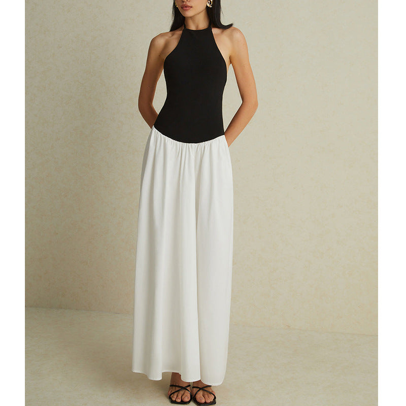 Women’s Long Evening Dress – Halter Neck – Backless – Fitted Bodice – Flowing Skirt