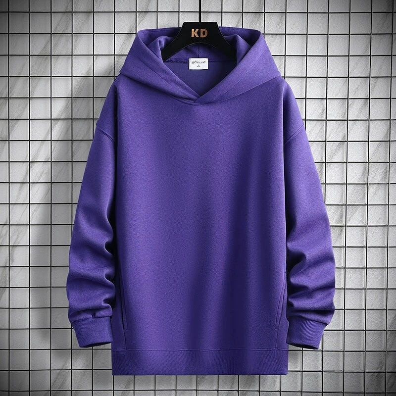 Men’s Hoodie – Oversized Loose Fit – Cotton Blend – V-Neck with Ribbed Cuffs