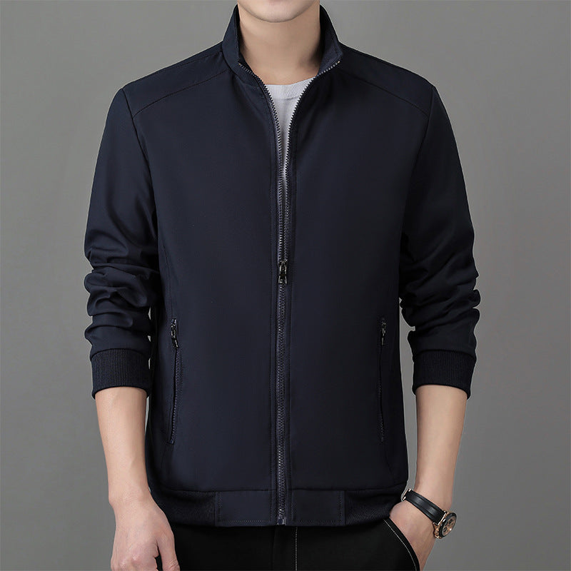 Men’s Business Jacket – Structured Fit – Water-Resistant – Standing Collar – Zip Front
