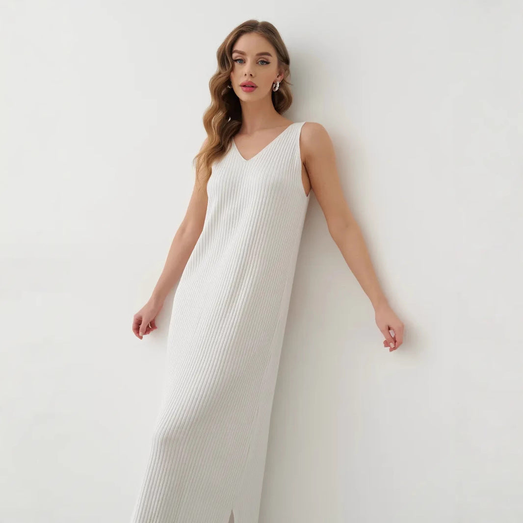 Women’s Maxi Dress – Lightweight Pleated – V-Neck – Relaxed Fit – Spaghetti Straps