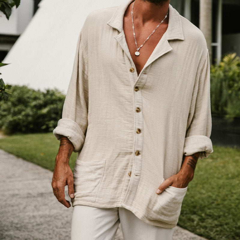 Men’s Button-Up Shirt – Relaxed Fit – Casual Long Sleeve